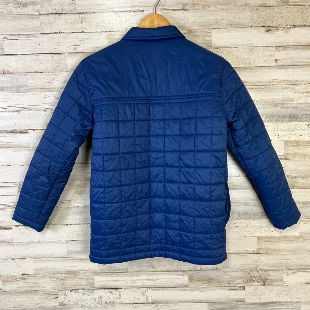 Quiksilver Boys Blue Quilted Puffer Jacket Snap Front Shirt Jacket L 14/16